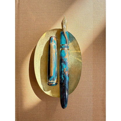Esterbrook Estie x BUNGOBOX fountain pen, gold, The Kingfisher, blue