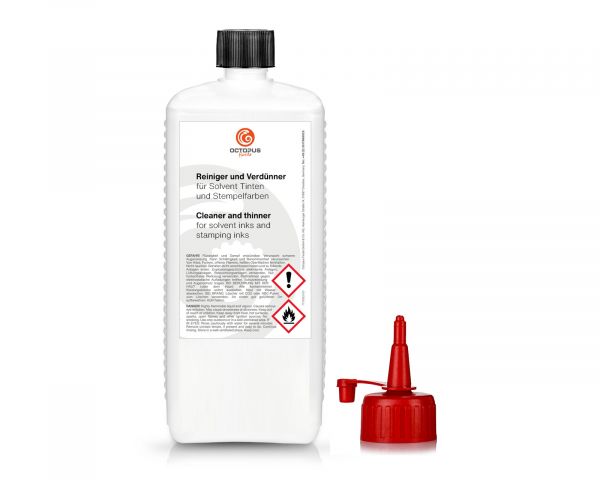 Octopus Office Cleaner and Thinner for solvent-based inks and stamp pads Bottle with red dispenser cap