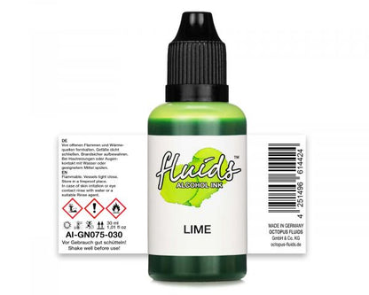 Octopus Fluids Alkoholtinte für Fluid Art, Resin und Mixed Media Lime grün 30 ml