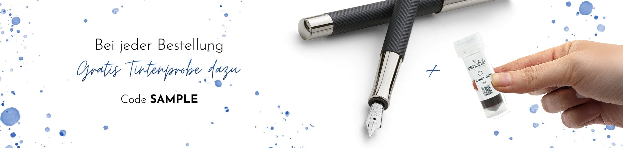 Fountain pen with free ink sample