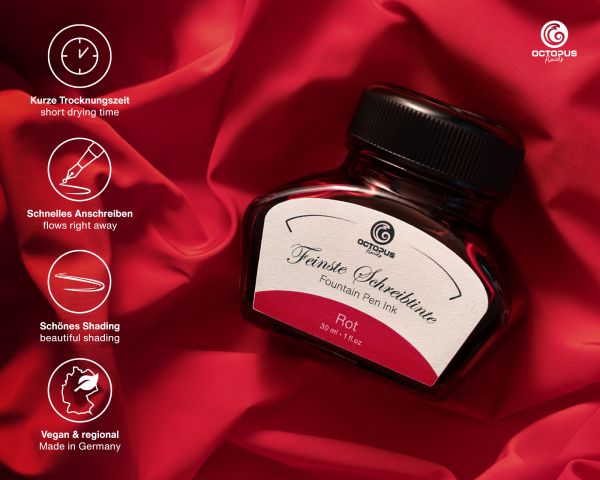 Octopus Fluids Classic Fountain Pen Ink Red