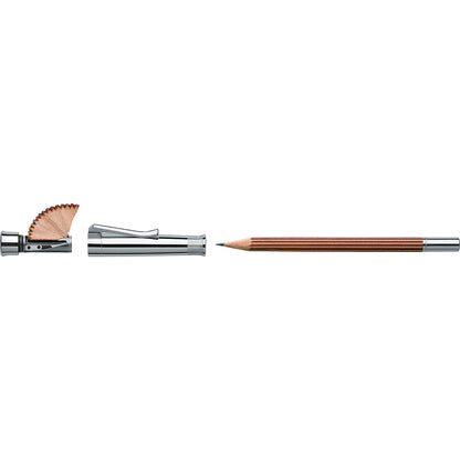 Graf von Faber-Castell Perfect Pencil Limited Edition, whitegold, pencil protector with integrated sharpener, silver