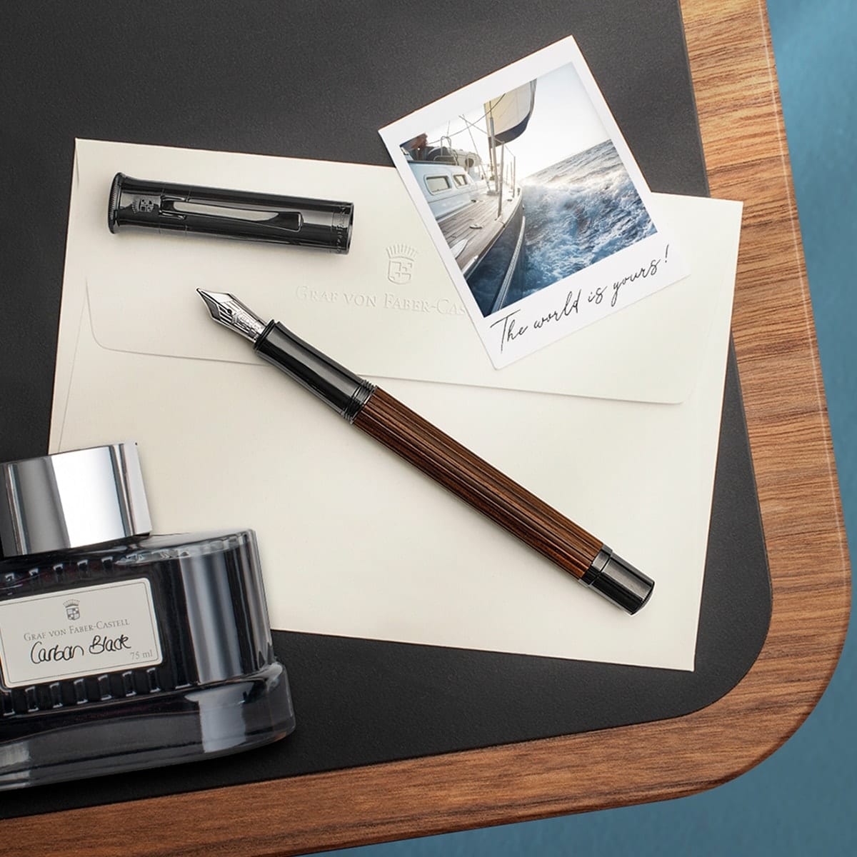 Graf von Faber-Castell, Macassar Fountain Pen, 18K Nib, dark brown
