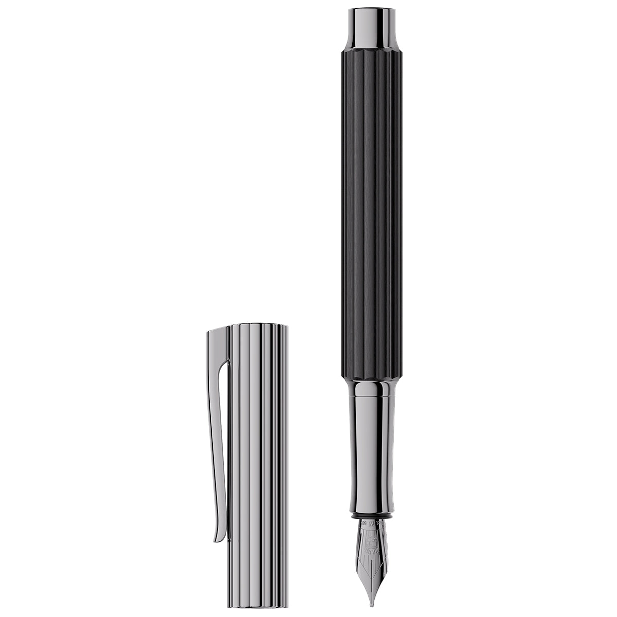 Graf von Faber-Castell Fountain Pen Bloom Ebony, ruthenium-plated, 14kt, black