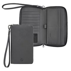 HUGO BOSS Brieftasche Double B Saffiano, gunmetal