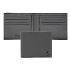 HUGO BOSS Brieftasche Double B Saffiano, gunmetal