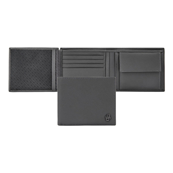 HUGO BOSS Brieftasche Double B Saffiano, Klappe, gunmetal