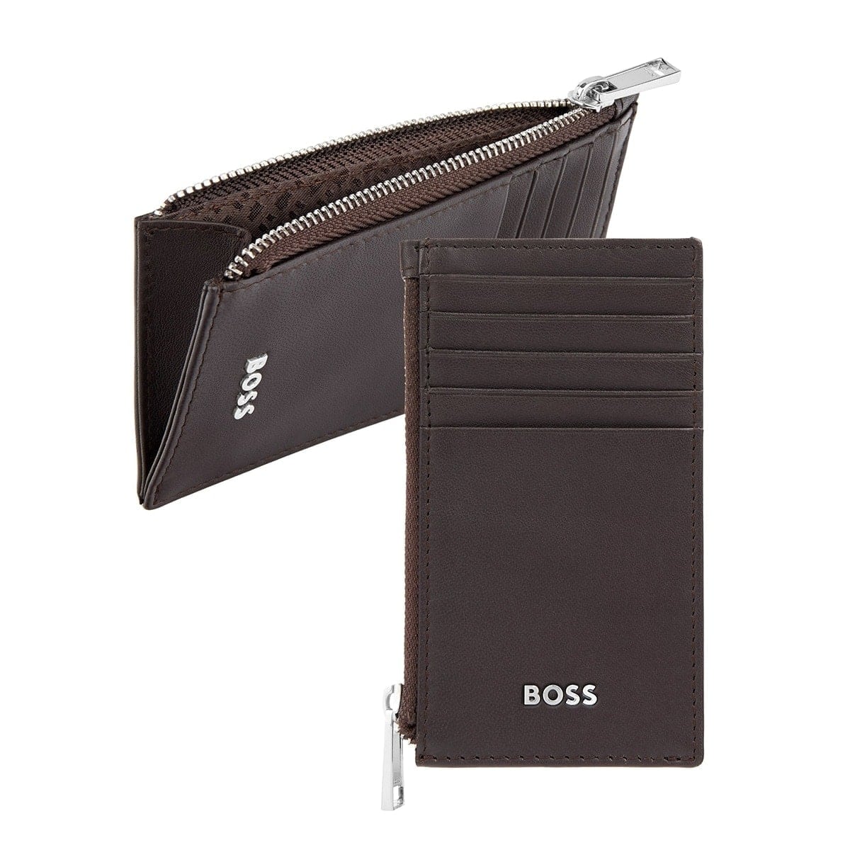 HUGO BOSS Kartenetui Classic Smooth, Zip, braun