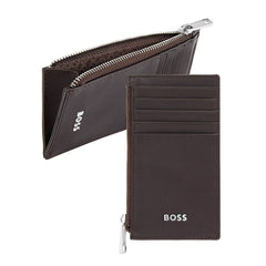 HUGO BOSS Kartenetui Classic Smooth, Zip, braun