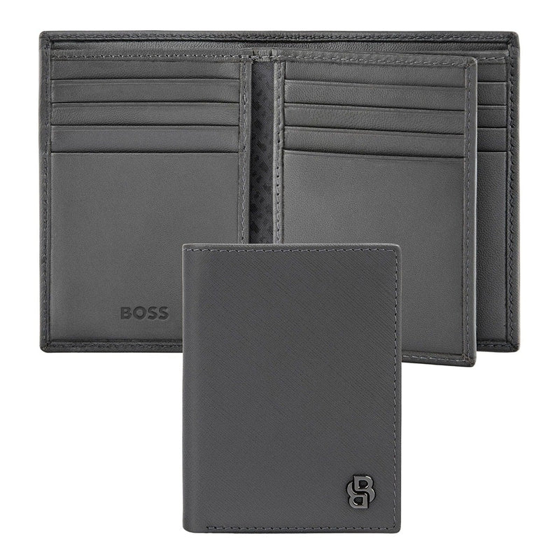 HUGO BOSS Kartenetui Double B Saffiano, Umschlag, gunmetal