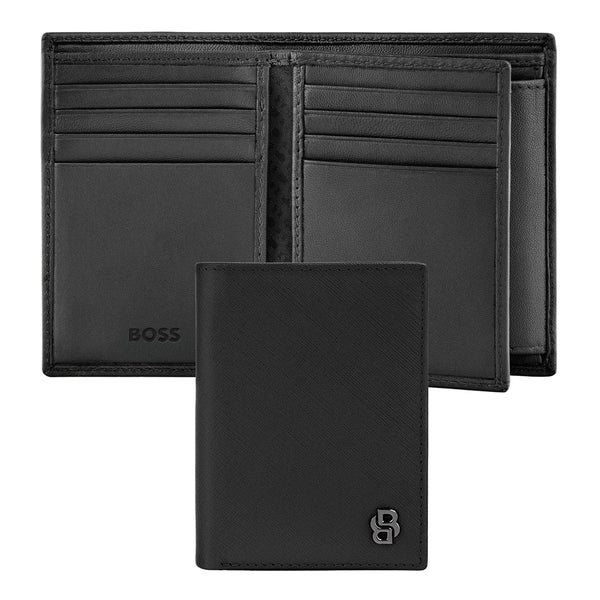 HUGO BOSS Kartenetui Double B Saffiano, Umschlag, gunmetal