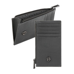 HUGO BOSS Kartenetui Double B Saffiano, Zip, gunmetal