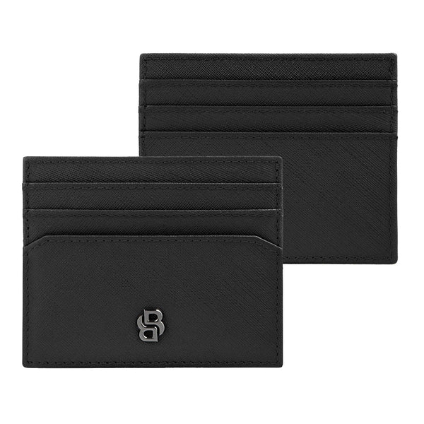 HUGO BOSS Kartenhalter Double B Saffiano, gunmetal