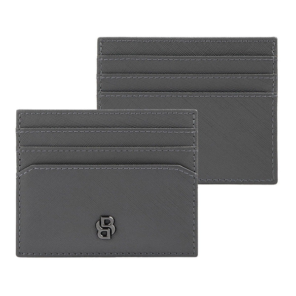 HUGO BOSS Kartenhalter Double B Saffiano, gunmetal