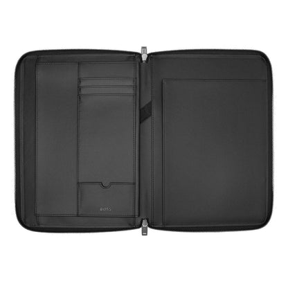 HUGO BOSS, Conference Folder, Monogram Zipped, Black