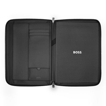 HUGO BOSS, Conference Folder, Monogram Zipped, Black