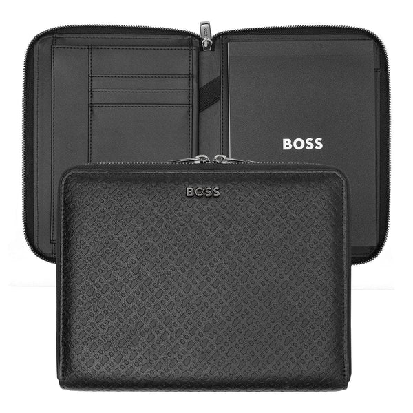 HUGO BOSS, Conference Folder, Monogram Zipped, Black