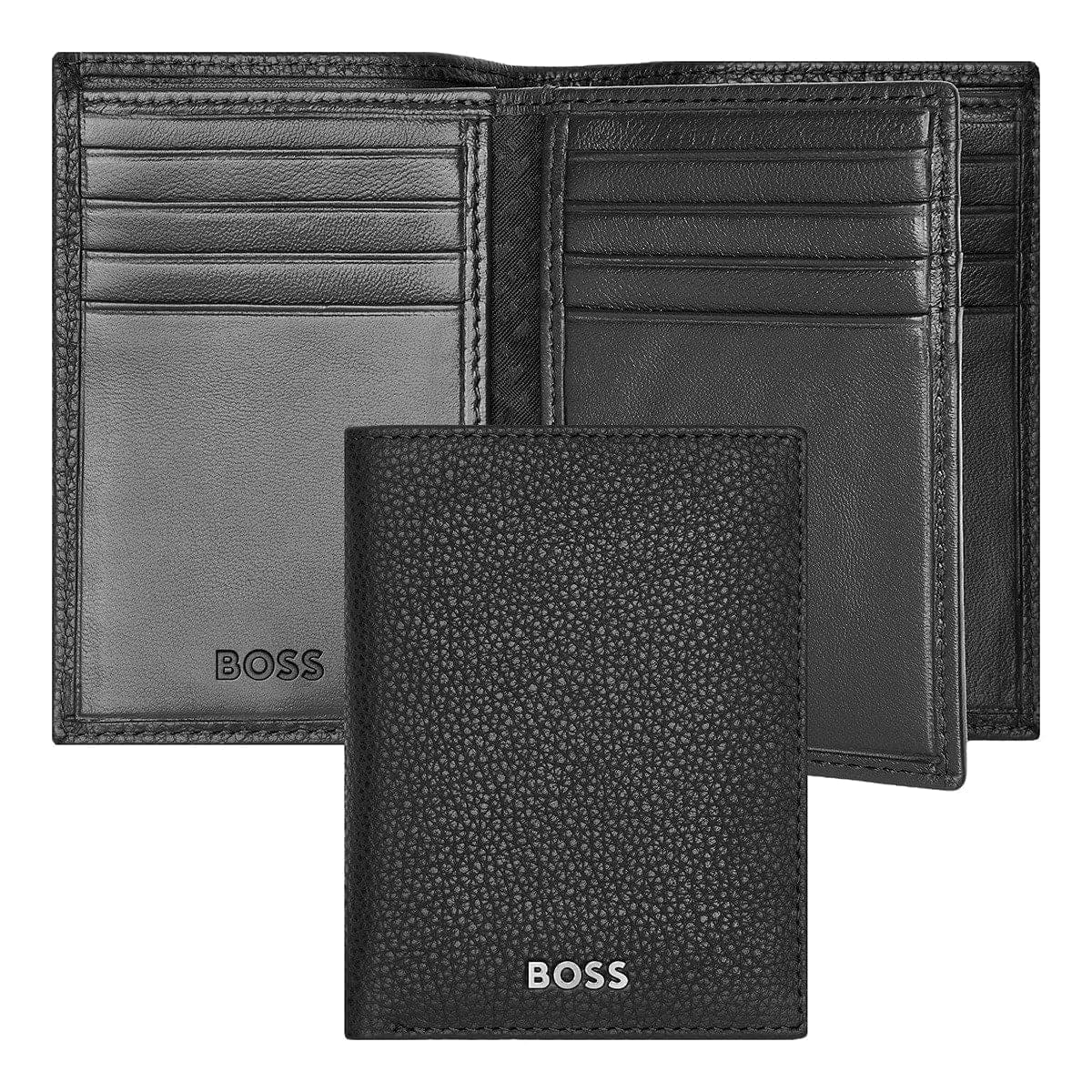 HUGO BOSS Kreditkartenetui, Classic Trifold Grained, Black, Gesamtansicht, 1