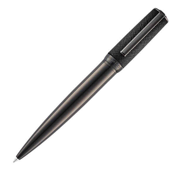 HUGO BOSS Kugelschreiber Double B Saffiano, gunmetal, Leder, gunmetal