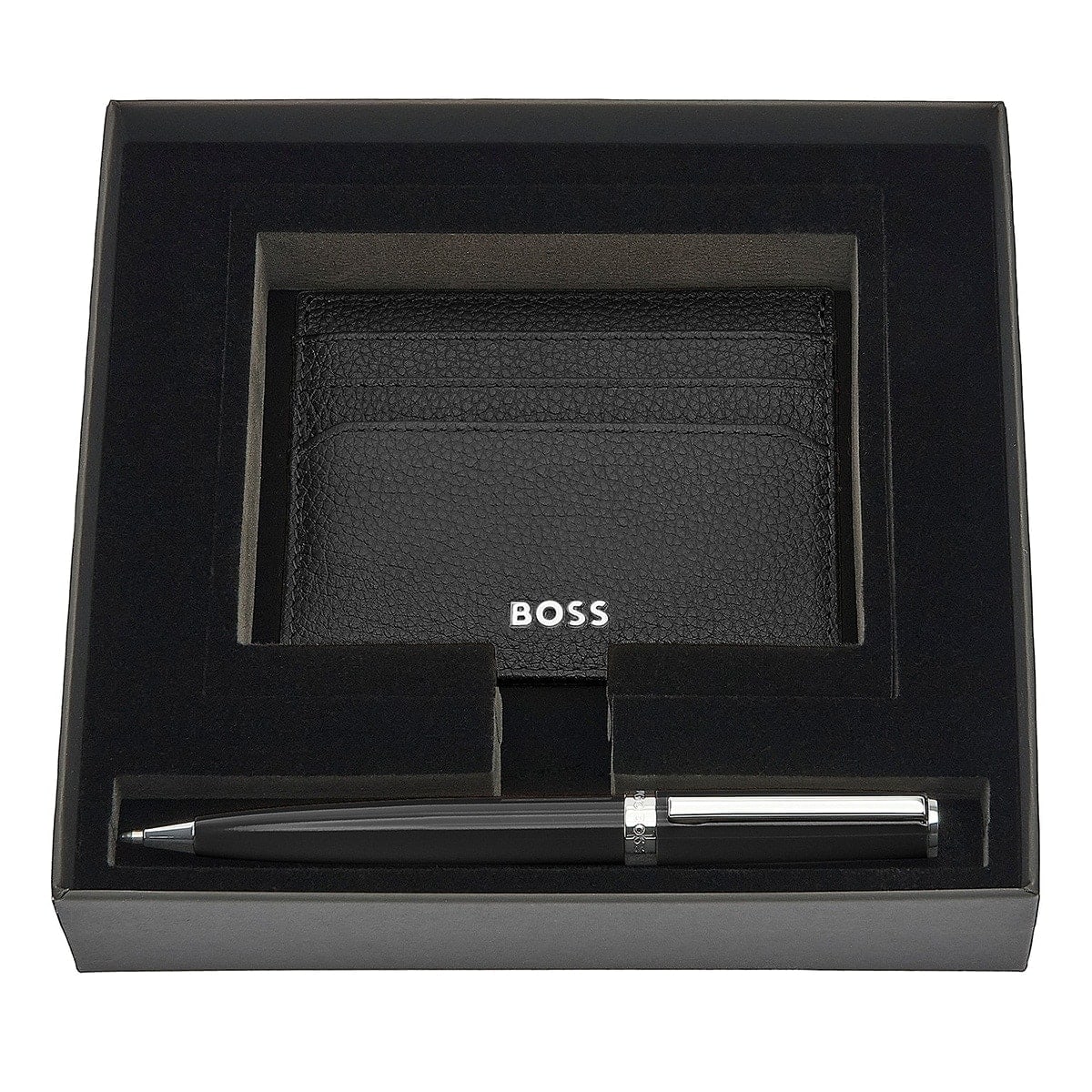 HUGO BOSS Set HLC416A+HSN2544A (kugelschreiber & visitenkartenetui) Gear Icon, Classic Grained, Black - 4