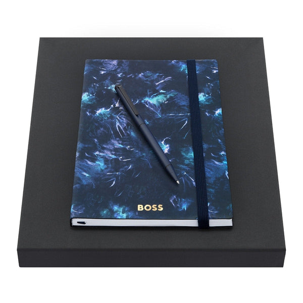 HUGO BOSS Kugelschreiber, A5 Notizbuch Cloud A5, blau