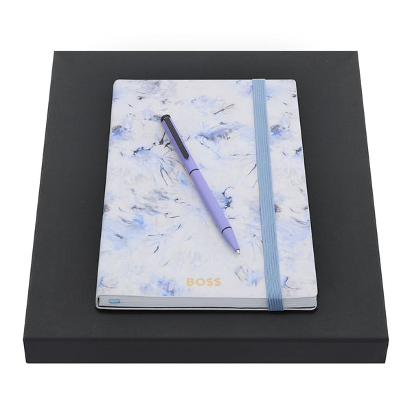 HUGO BOSS Kugelschreiber, A5 Notizbuch Cloud A5, weiss