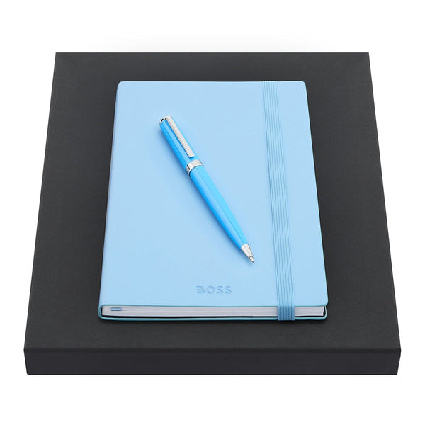 HUGO BOSS Kugelschreiber, A5 Notizbuch Gear A5, light blue