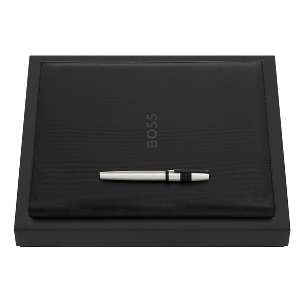 HUGO BOSS Füller, A5 Schreibmappe Grid weiss