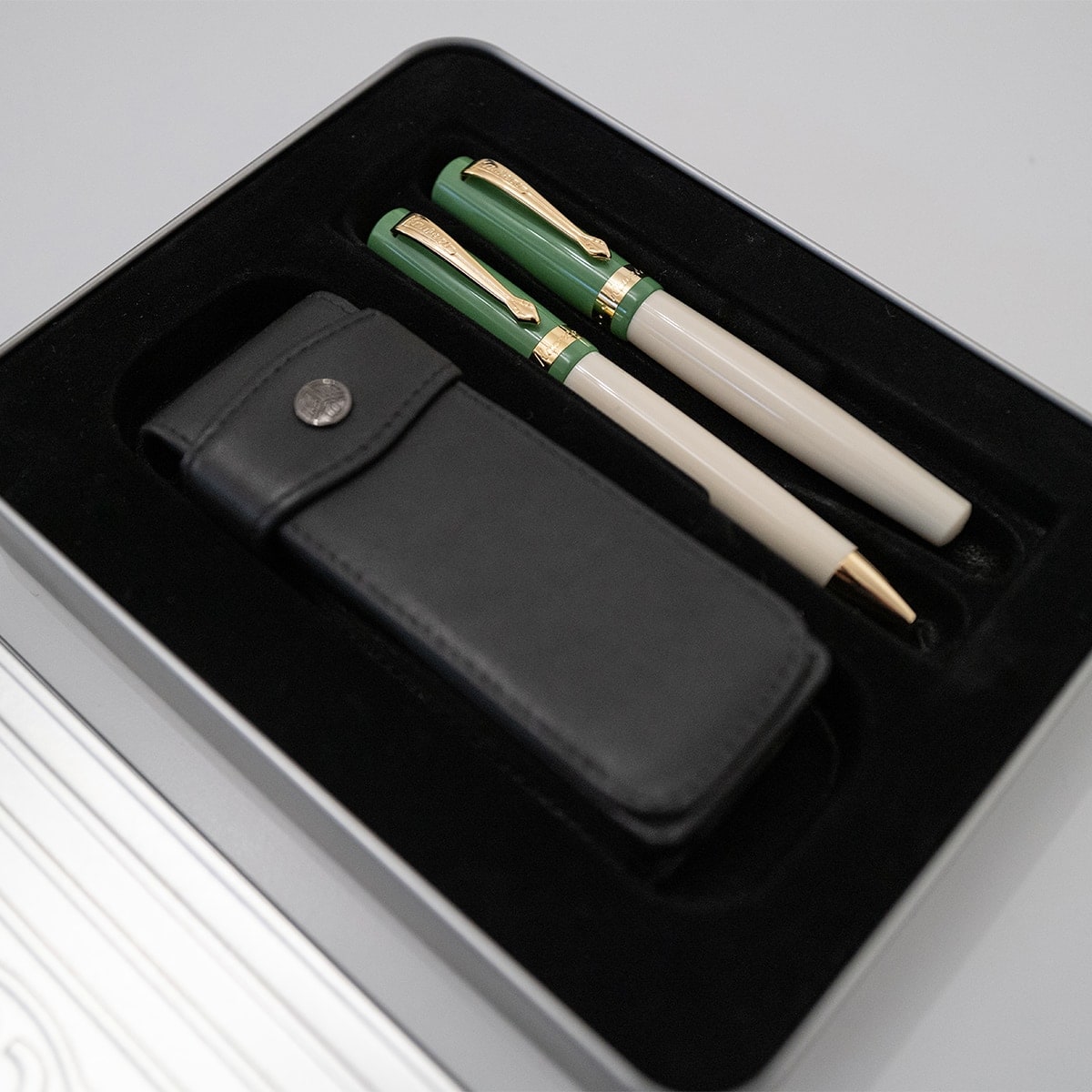 Kaweco, pen case, for 2 writing instruments with flap for clip, black