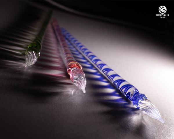 Octopus Fluids Writing Set Glass Pen from Lauscha Glass Write & Draw Inks Handmade Waterproof Pigmented