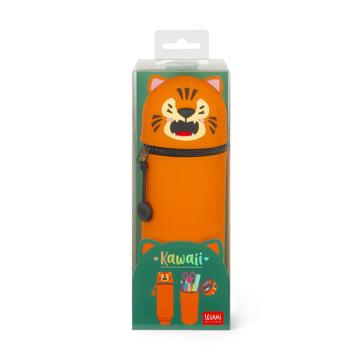 2-in-1-Federmäppchen aus Silikon Tiger „Grrreat Adventures“