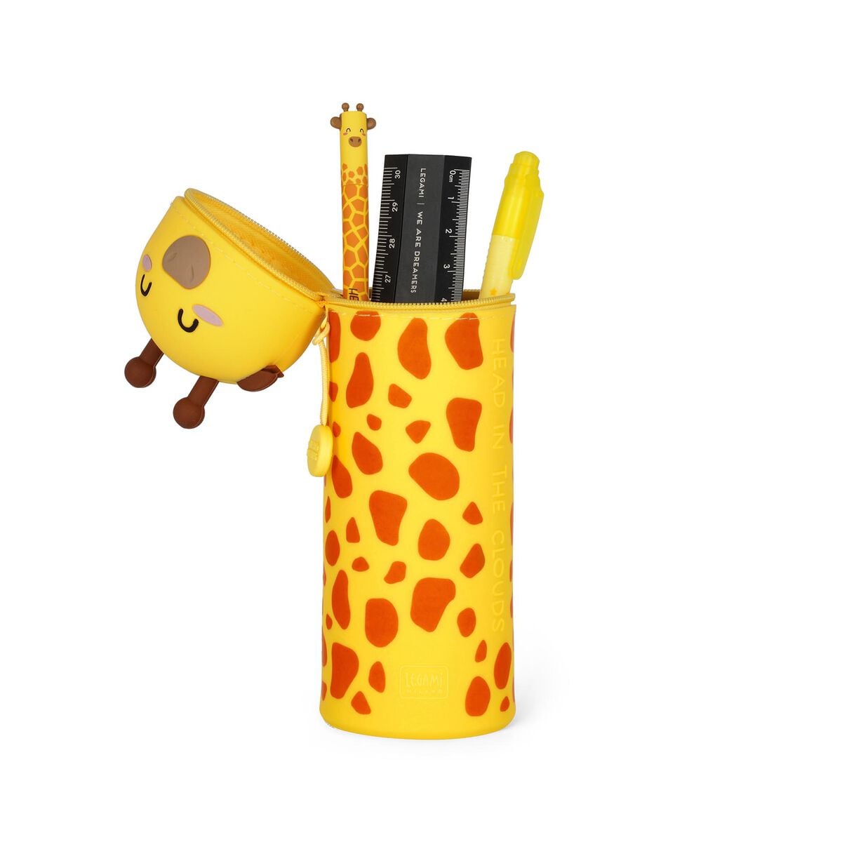 2-in-1-Federmäppchen aus Silikon Giraffe „Head In The Clouds“