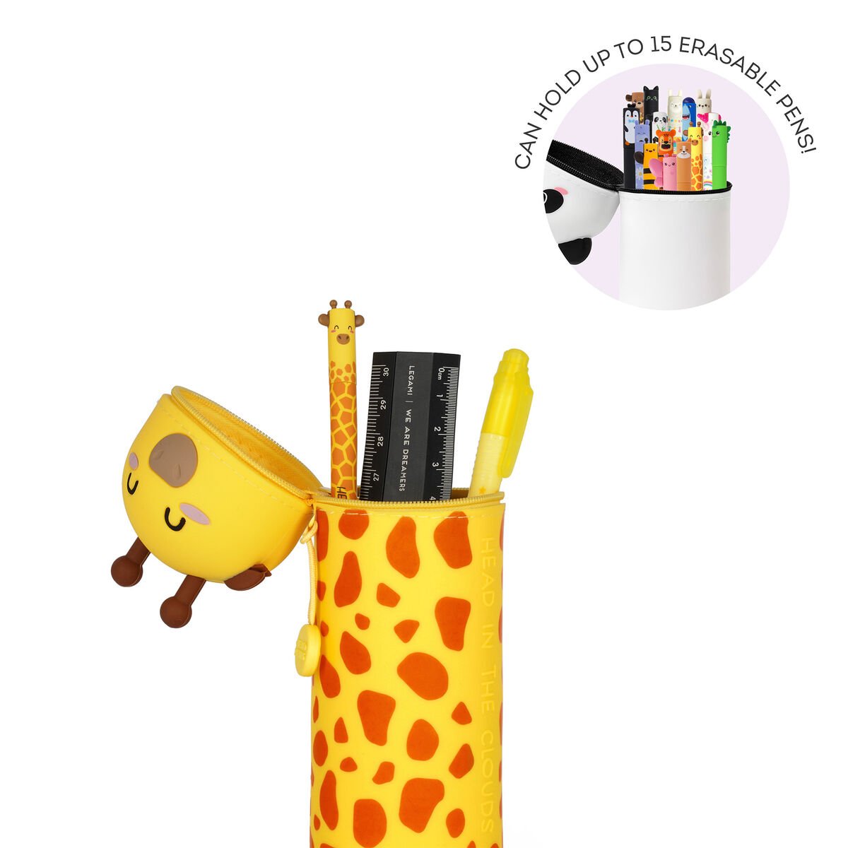 2-in-1-Federmäppchen aus Silikon Giraffe „Head In The Clouds“