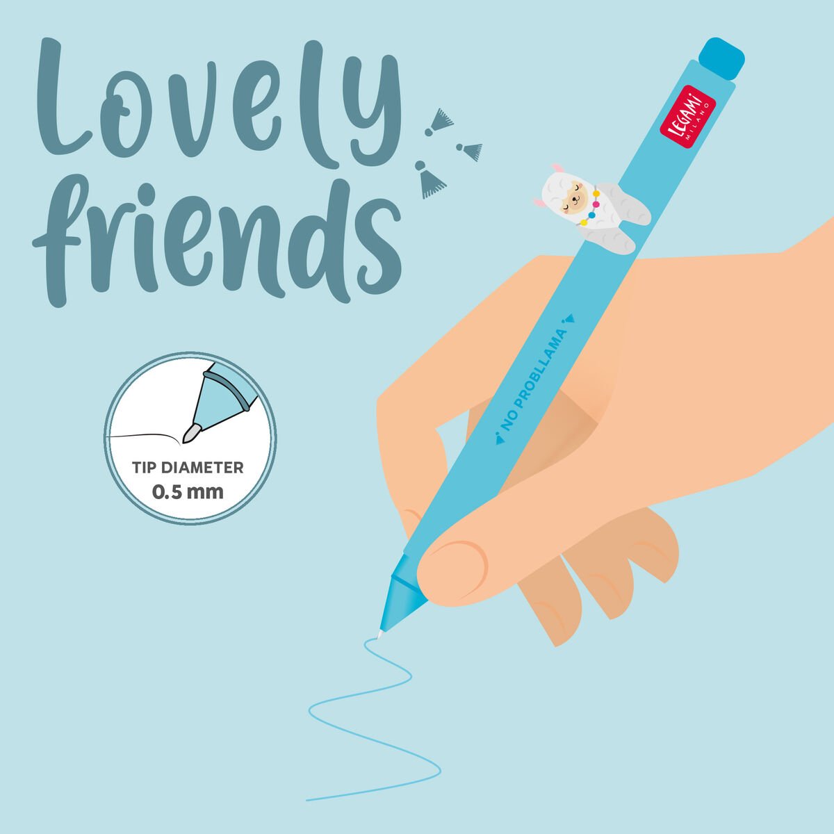 Gel Pen with "No Probllama" Llama Animal Decoration - Lovely Friends