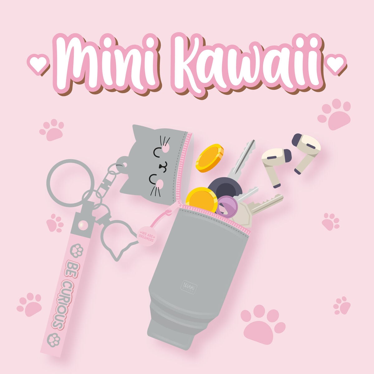 Münztasche mit Schlüsselanhänger Kitty - Mini Kawaii