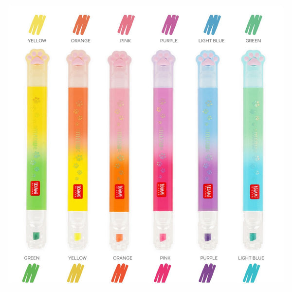 Legami 6-Piece Dual-Tip Highlighter Set Meow