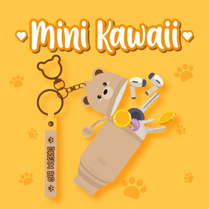 Teddy Bear Coin Purse with Key Ring - Mini Kawaii