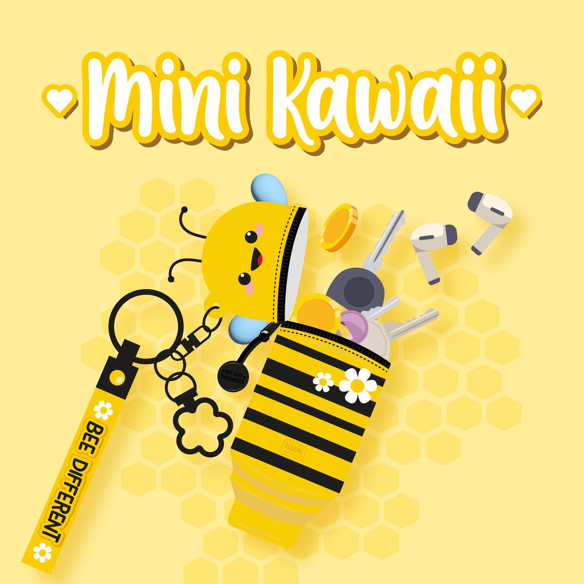 Münztasche mit Schlüsselanhänger Bee - Mini Kawaii