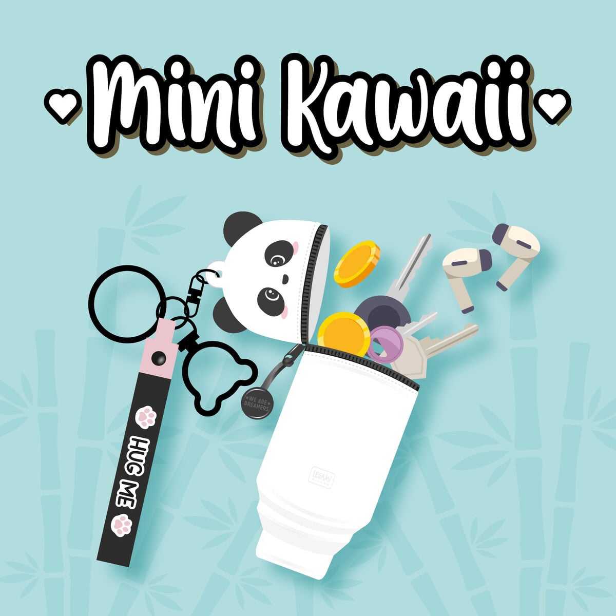 Portamonete con Portachiavi Panda - Mini Kawaii