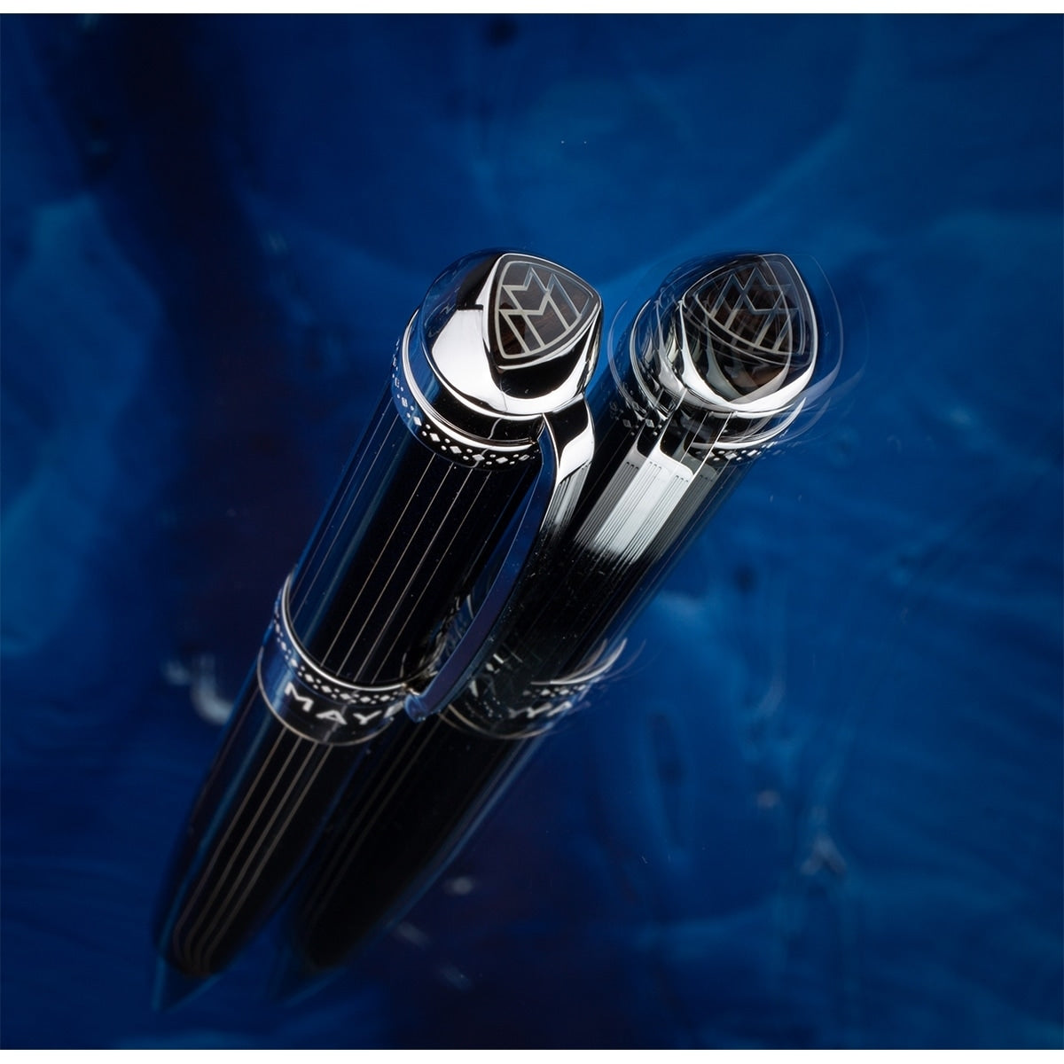 Maybach Fountain Pen The Peak I Lustrous - Platinum, 18K, Nautical Blue Lacquer