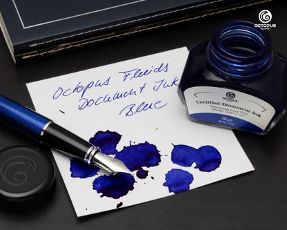 Octopus Fluids Pigmentierte dokumentenechte Füllhaltertinte Document Inks Blue mit Konverter Lt. Edt. DIN ISO 12757-2 Blau