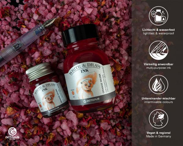 Octopus Pigmented Writing and Drawing Ink Write & Draw Orange Skunk 455