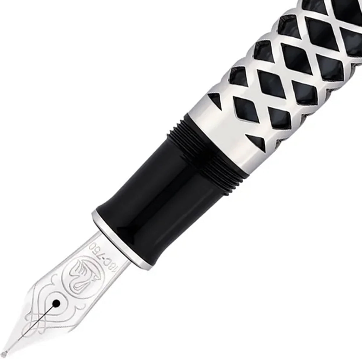 Pelikan Souverän M805 Fountain Pen, silver, Metal Sleeve, 18 kt. Gold Nib, black