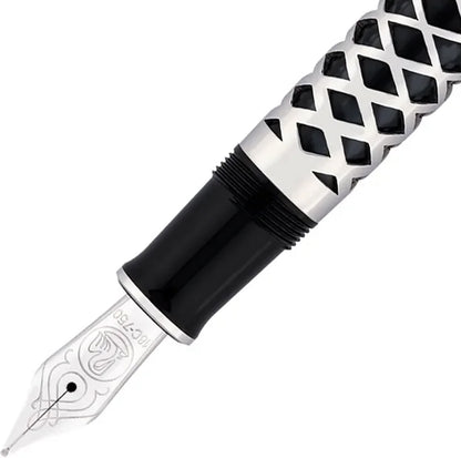 Pelikan Souverän M805 Fountain Pen, silver, Metal Sleeve, 18 kt. Gold Nib, black