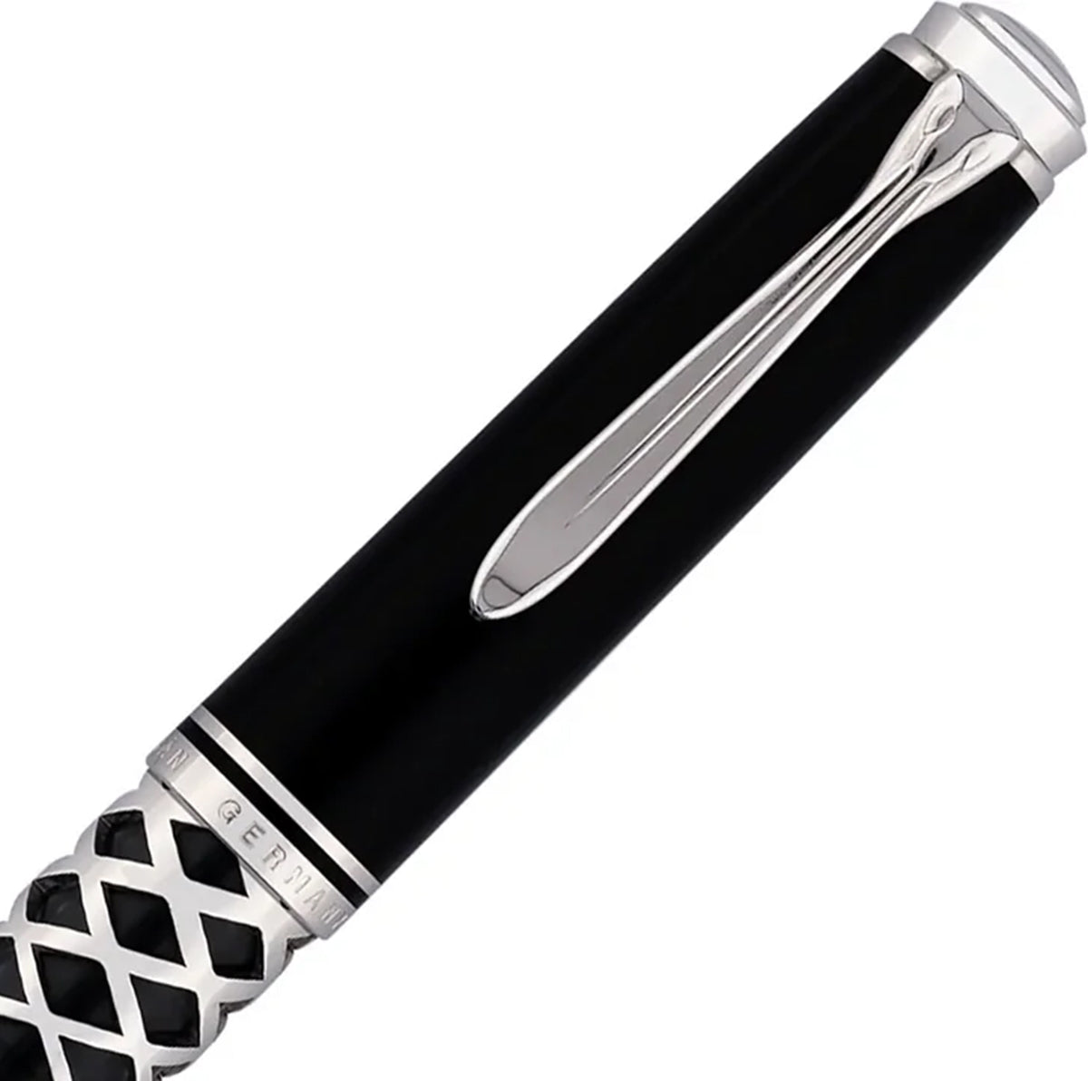 Pelikan Souverän M805 Fountain Pen, silver, Metal Sleeve, 18 kt. Gold Nib, black