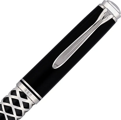 Pelikan Souverän M805 Fountain Pen, silver, Metal Sleeve, 18 kt. Gold Nib, black