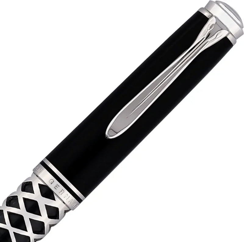 Pelikan Füller Souverän M805, silber, Metal Sleeve, 18 Kt. Goldfeder, schwarz