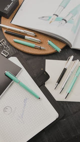 Waldmann, Tintenroller Liberty, Nadelstreifen, guillochiert, silber