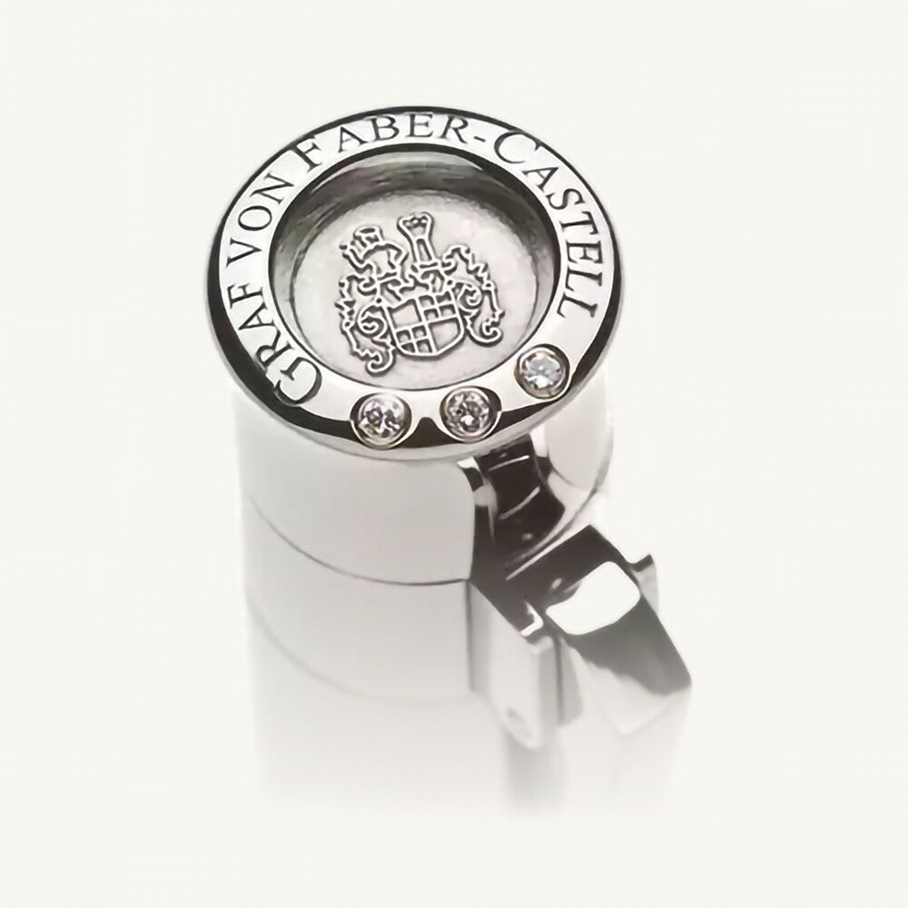 Graf von Faber-Castell Perfect Pencil Limited Edition, whitegold, pencil protector with integrated sharpener, silver