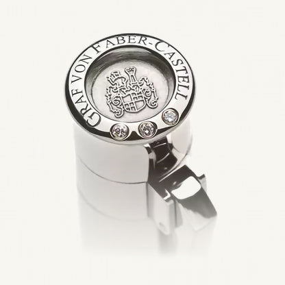 Graf von Faber-Castell Perfect Pencil Limited Edition, whitegold, pencil protector with integrated sharpener, silver